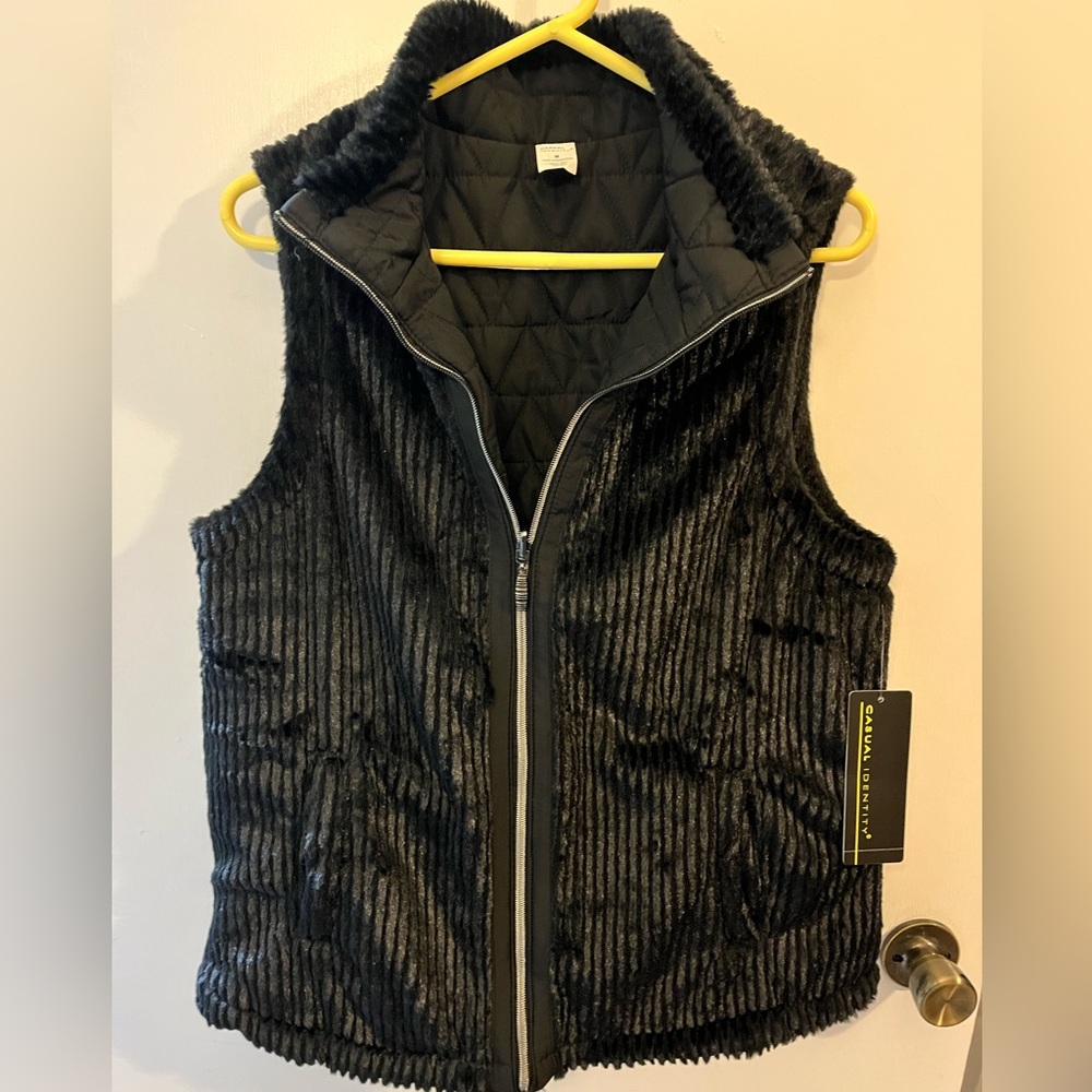 Casual Identity black faux fur‎ vest